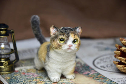 Miniature Cat Toy 2-Inch Tall | Calico Cat Plush | Miniature Figurine | Custom Pet Plush for Dollhouses | Carry Your mini Pet everywhere