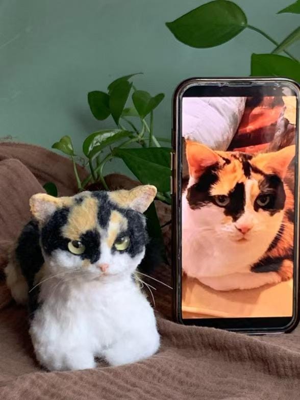 Réplica de gato de peluche personalizada, foto de mascota convertida en peluche personalizado, gato de casa de muñecas hecho a mano con limpiapipas, peluche personalizado para mascota conmemorativo - 3