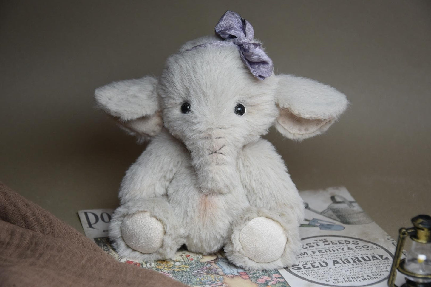Handmade Baby Elephant Princess Plush, custom colors plush toy, unique baby shower gift, holiday gift idea, lifelike elephant stuffed animal