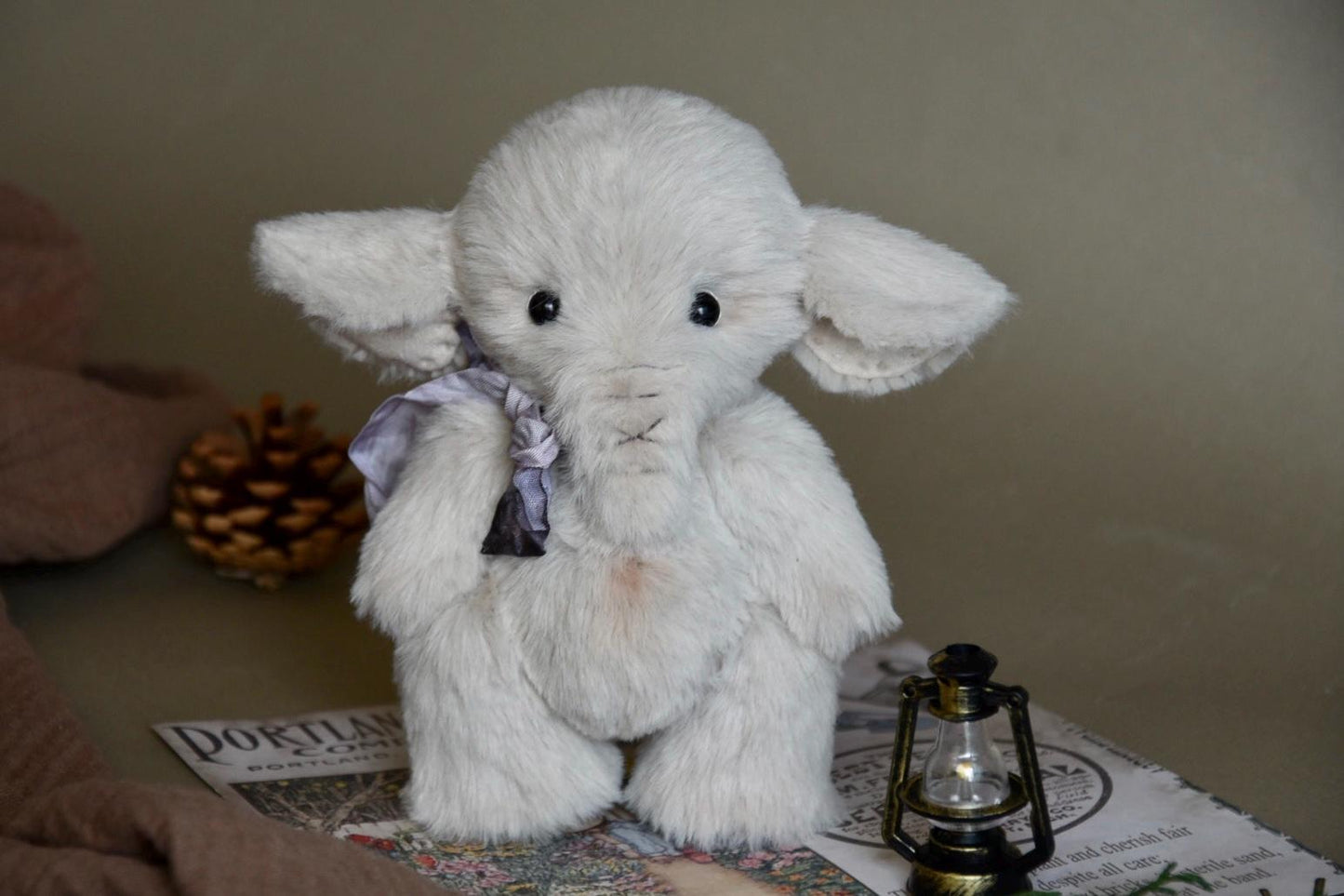 Handmade Baby Elephant Princess Plush, custom colors plush toy, unique baby shower gift, holiday gift idea, lifelike elephant stuffed animal