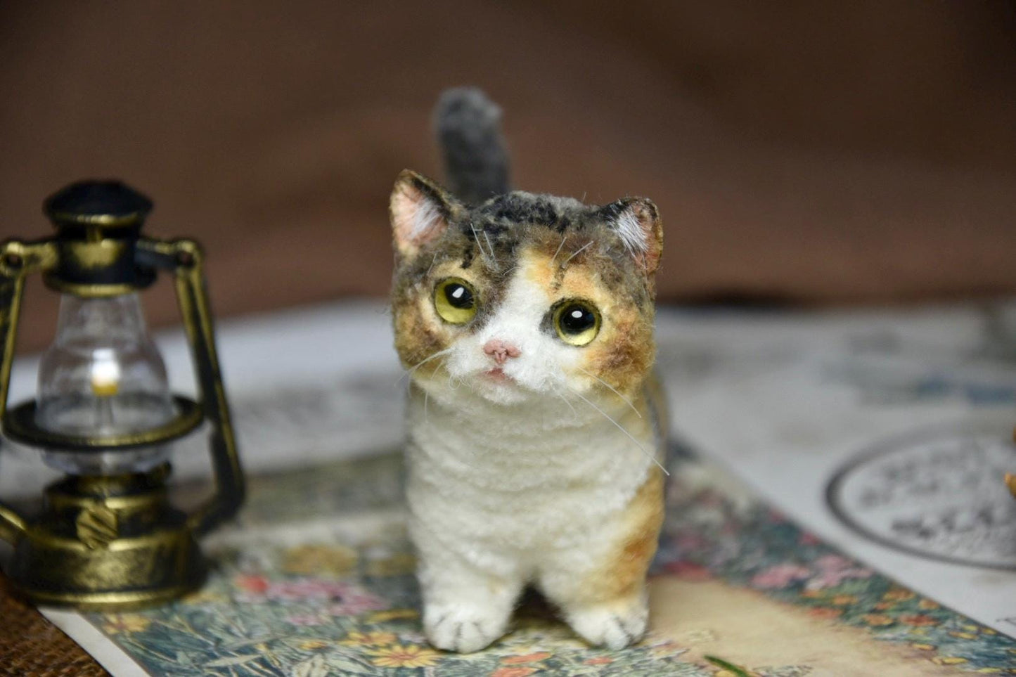 Miniature Cat Toy 2-Inch Tall | Calico Cat Plush | Miniature Figurine | Custom Pet Plush for Dollhouses | Carry Your mini Pet everywhere