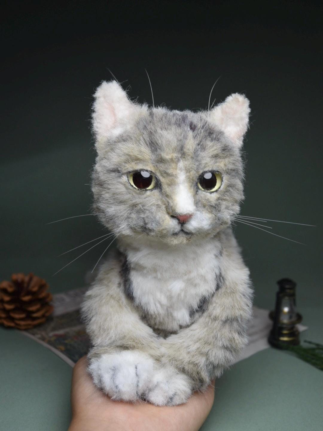 Réplica de gato de peluche personalizada, foto de mascota convertida en peluche personalizado, perro de casa de muñecas hecho a mano con limpiapipas, peluche personalizado para mascota conmemorativo - 2