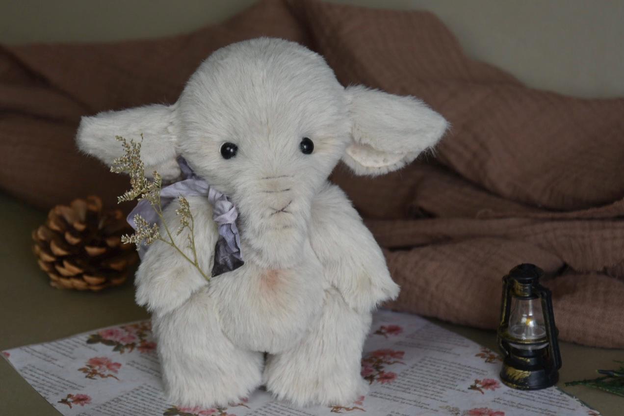Handmade Baby Elephant Princess Plush, custom colors plush toy, unique baby shower gift, holiday gift idea, lifelike elephant stuffed animal