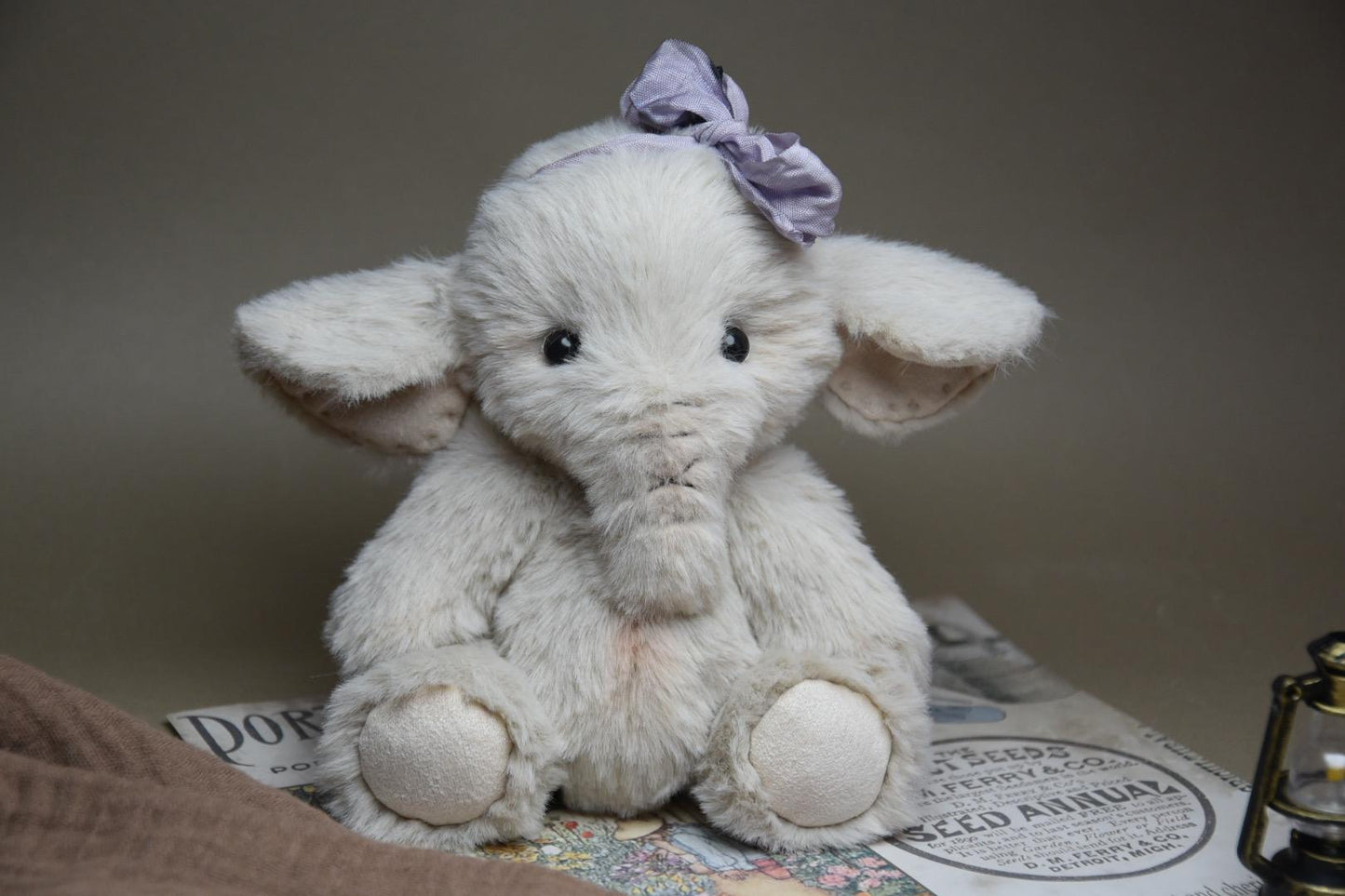 Handmade Baby Elephant Princess Plush, custom colors plush toy, unique baby shower gift, holiday gift idea, lifelike elephant stuffed animal