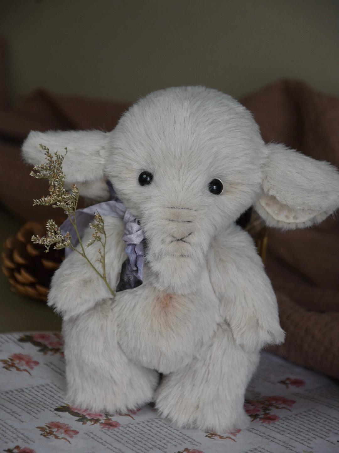 Handmade Baby Elephant Princess Plush, custom colors plush toy, unique baby shower gift, holiday gift idea, lifelike elephant stuffed animal