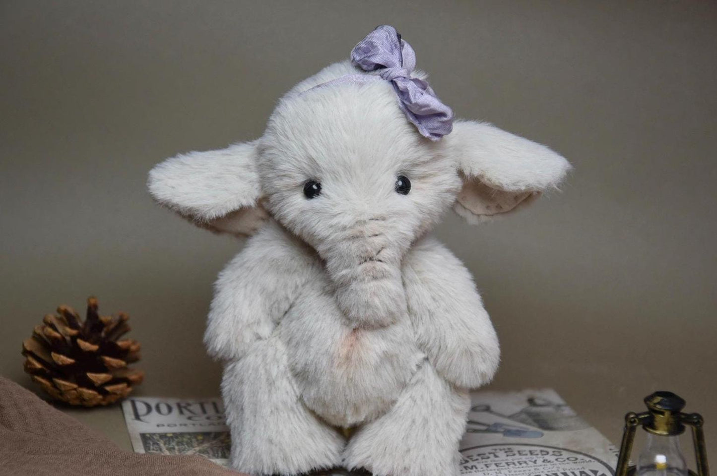 Handmade Baby Elephant Princess Plush, custom colors plush toy, unique baby shower gift, holiday gift idea, lifelike elephant stuffed animal