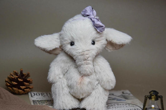 Handmade Baby Elephant Princess Plush, custom colors plush toy, unique baby shower gift, holiday gift idea, lifelike elephant stuffed animal