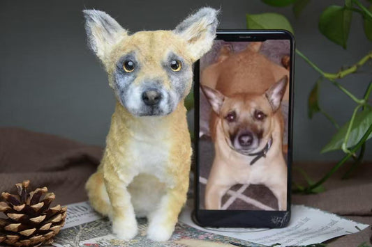 Custom Pet Replica Dog Plush,Photo of pet into custom stuffed animal,Handmade Pipe Cleaner Dollhouse Dog,Personalized Pet Plush Pet Memorial-8