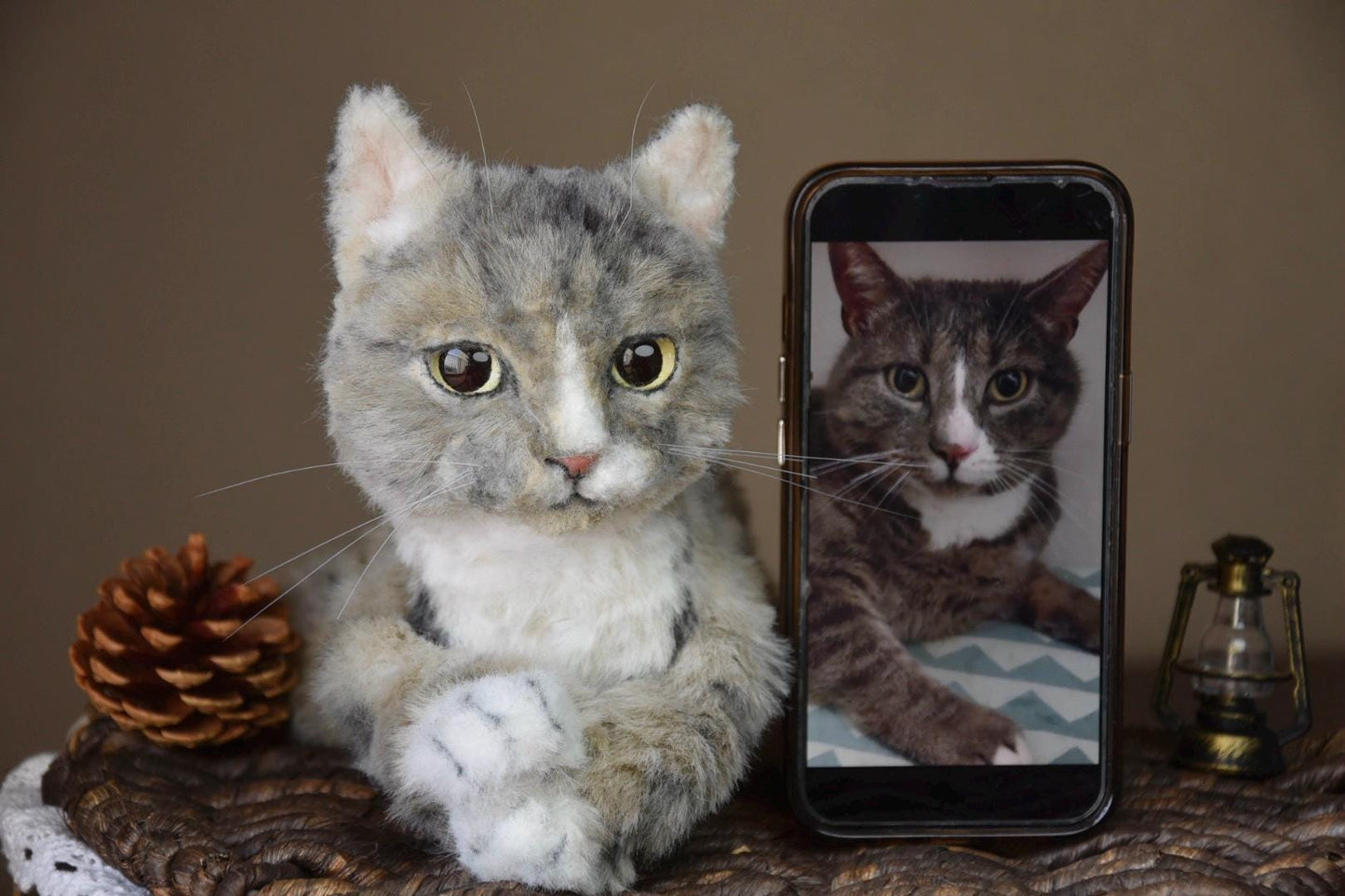 Réplica de gato de peluche personalizada, foto de mascota convertida en peluche personalizado, perro de casa de muñecas hecho a mano con limpiapipas, peluche personalizado para mascota conmemorativo - 2