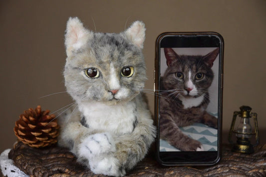 Custom Pet Replica cat Plush,Photo of pet into custom stuffed animal,Handmade Pipe Cleaner Dollhouse Dog,Personalized Pet Plush Pet Memorial-2