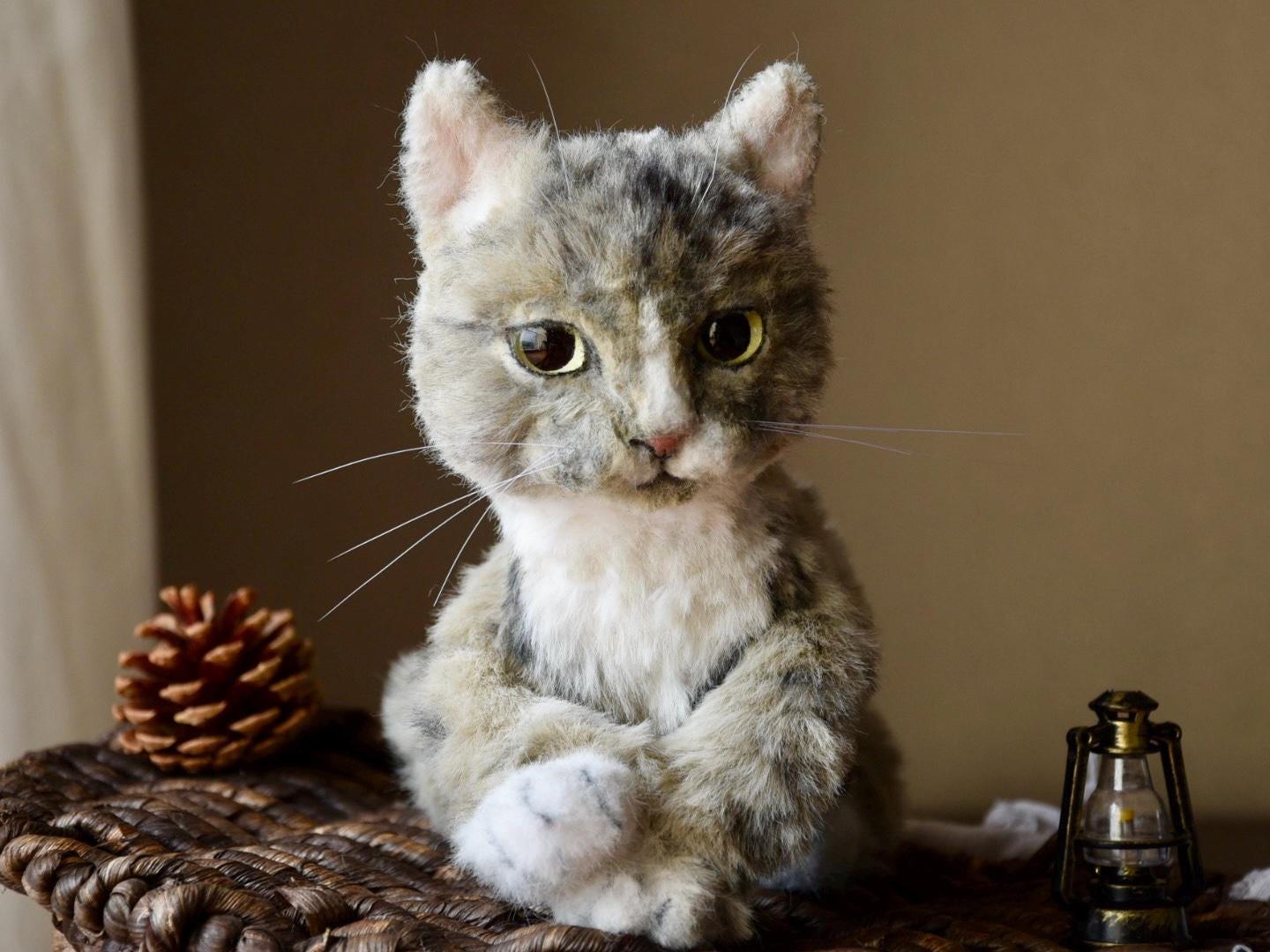 Réplica de gato de peluche personalizada, foto de mascota convertida en peluche personalizado, perro de casa de muñecas hecho a mano con limpiapipas, peluche personalizado para mascota conmemorativo - 2
