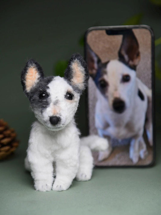 Custom Pet Replica Dog Plush,Photo of pet into custom stuffed animal,Handmade Pipe Cleaner Dollhouse Dog,Personalized Pet Plush Pet Memorial-34