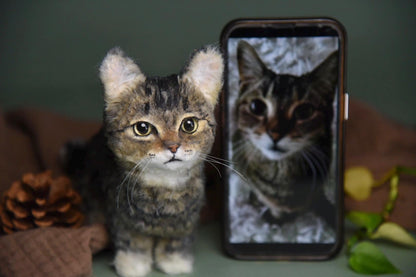 Custom Pet Replica cat Plush,Photo of pet into custom stuffed animal,Handmade Pipe Cleaner Dollhouse cat,Personalized Pet Plush Pet Memorial-1