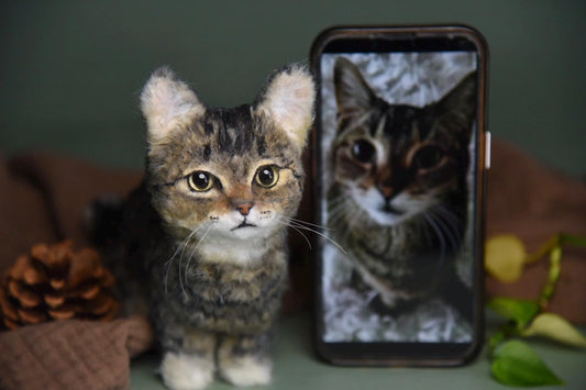 Custom Pet Replica cat Plush,Photo of pet into custom stuffed animal,Handmade Pipe Cleaner Dollhouse cat,Personalized Pet Plush Pet Memorial-1