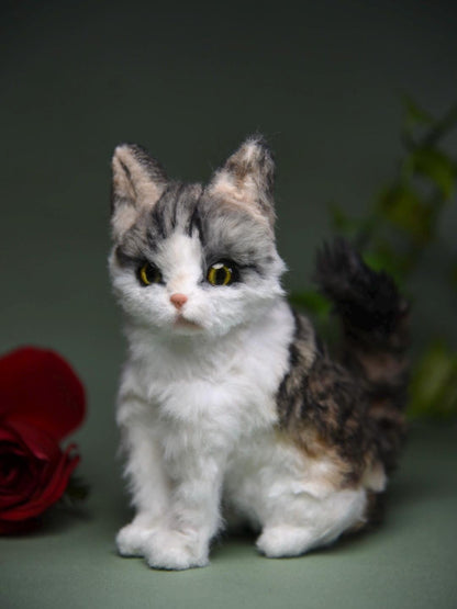 Custom Pet Replica cat Plush,Photo of pet into custom stuffed animal,Handmade Pipe Cleaner Dollhouse cat,Personalized Pet Plush Pet Memorial