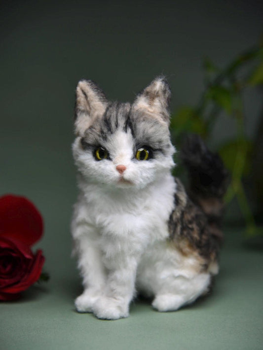 Custom Pet Replica cat Plush,Photo of pet into custom stuffed animal,Handmade Pipe Cleaner Dollhouse cat,Personalized Pet Plush Pet Memorial-6