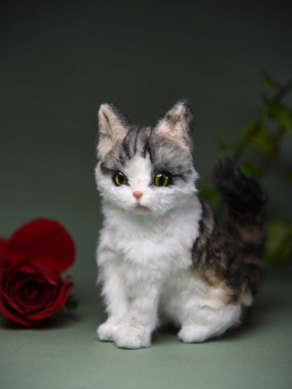 Custom Pet Replica cat Plush,Photo of pet into custom stuffed animal,Handmade Pipe Cleaner Dollhouse cat,Personalized Pet Plush Pet Memorial