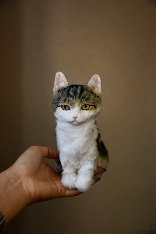 Custom Pet Replica cat Plush,Photo of pet into custom stuffed animal,Handmade Pipe Cleaner Dollhouse cat,Personalized Pet Plush Pet Memorial-4