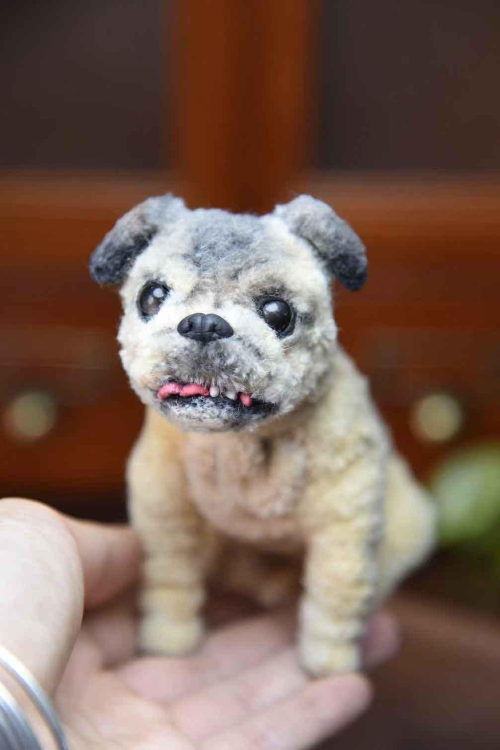 Custom Pet Replica Dog Plush,Photo of pet into custom stuffed animal,Handmade Pipe Cleaner Dollhouse Dog,Personalized Pet Plush Pet Memorial-29