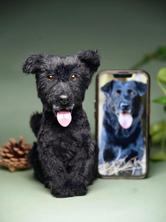 Custom Pet Replica Dog Plush,Photo of pet into custom stuffed animal,Handmade Pipe Cleaner Dollhouse Dog,Personalized Pet Plush Pet Memorial-31