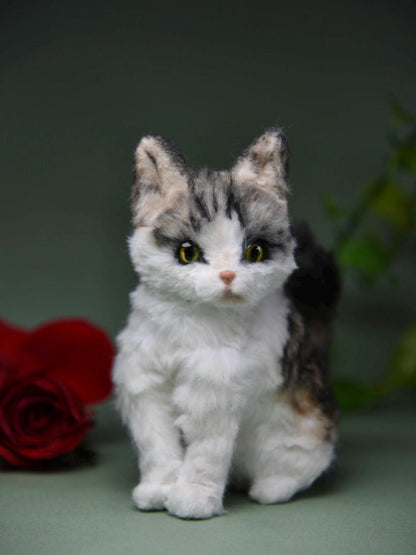 Custom Pet Replica cat Plush,Photo of pet into custom stuffed animal,Handmade Pipe Cleaner Dollhouse cat,Personalized Pet Plush Pet Memorial