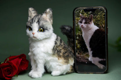 Custom Pet Replica cat Plush,Photo of pet into custom stuffed animal,Handmade Pipe Cleaner Dollhouse cat,Personalized Pet Plush Pet Memorial