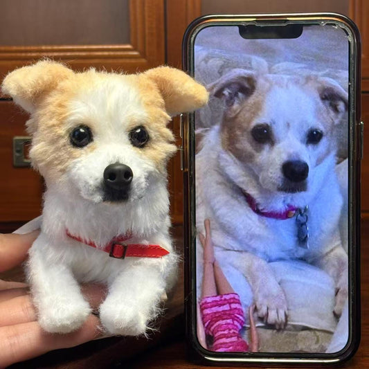 Custom Pet Replica Dog Plush,Photo of pet into custom stuffed animal,Handmade Pipe Cleaner Dollhouse Dog,Personalized Pet Plush Pet Memorial-23